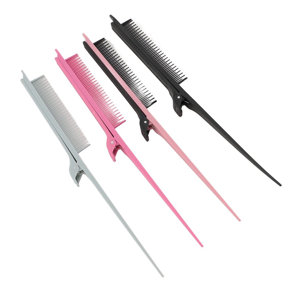 4 Color Rat Tail Highlights Comb with Hair Clip Hair Dyeing Barber Comb Perm Partition Clip Hair Sty