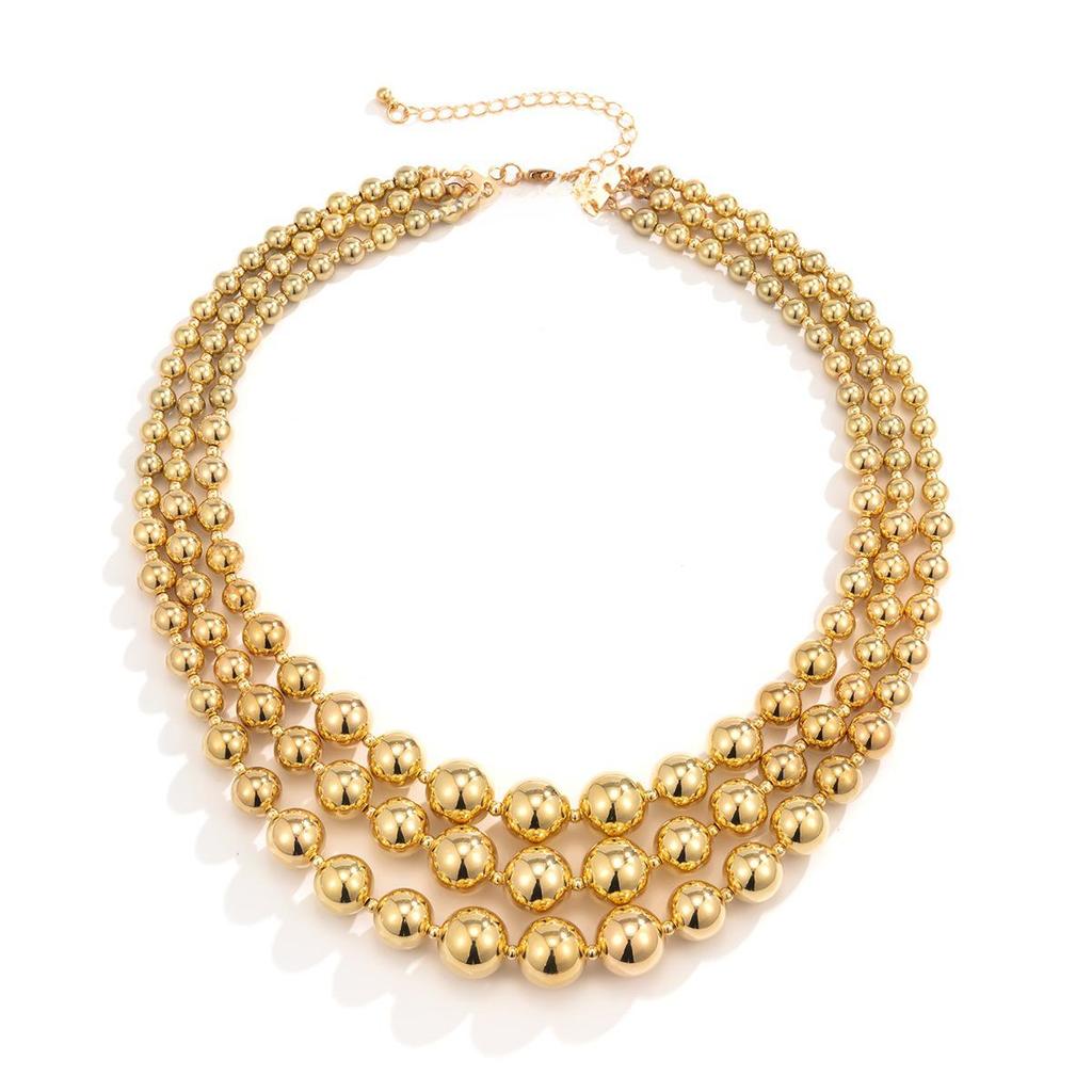 European & American Punk Style Large Bead Necklace - Retro CCB Chain Choker for Women