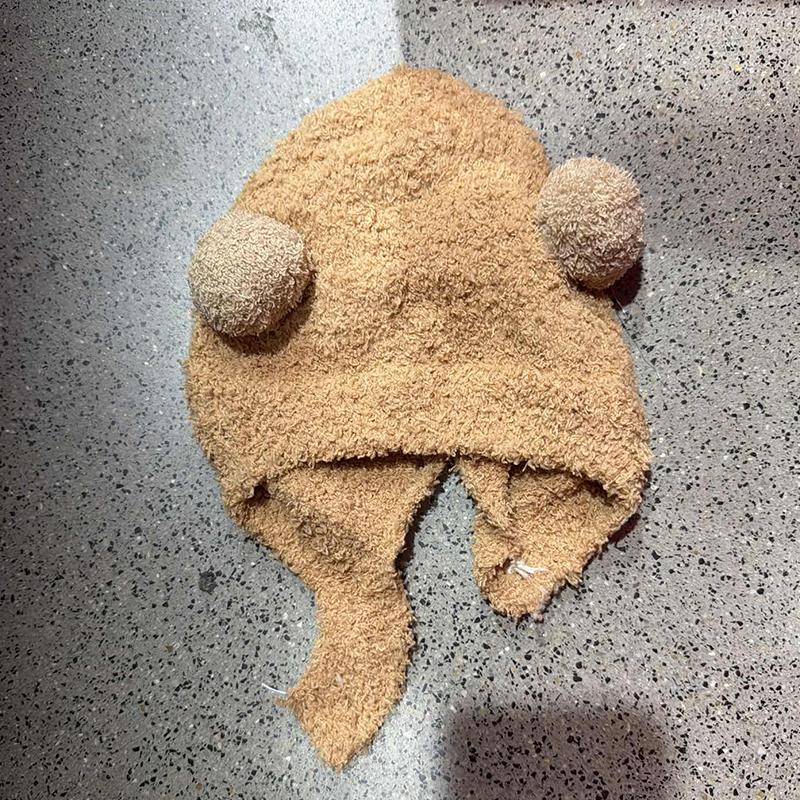 Roztomilé detské čiapky Zimné teplé čiapky pre dojčatá s brmbolcom Detské Dievčenské Chlapčenské Teplé vlnené čiapky s ochranou uší kávová