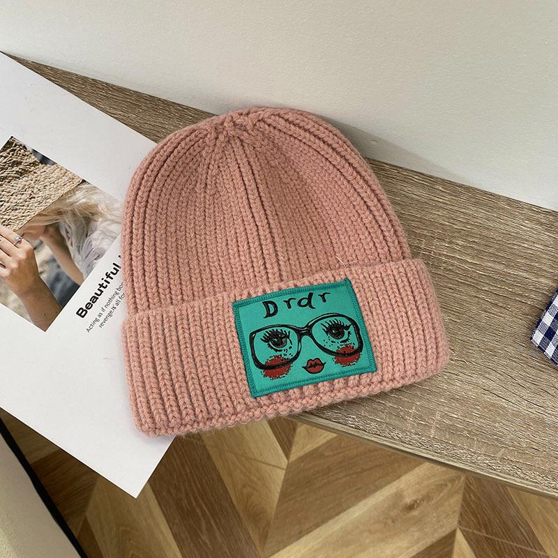 Fashion Dr Glasses Girl Hat Casual Knitted Hat Autumn And Winter Wool Melon Fur Hat Cute Warm Cold Hat
