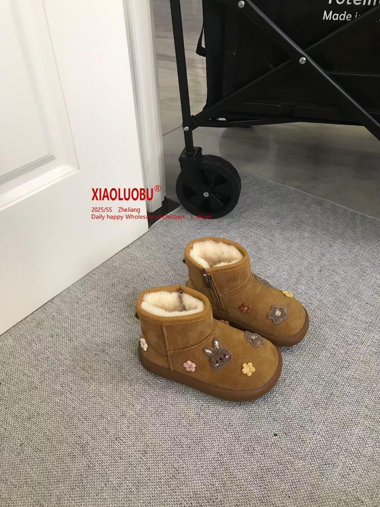 Girls' 3D Flower Snow Boots - 2025 Autumn/Winter Collection: Comfortable, Warm, and Soft Cotton Children's Shoes