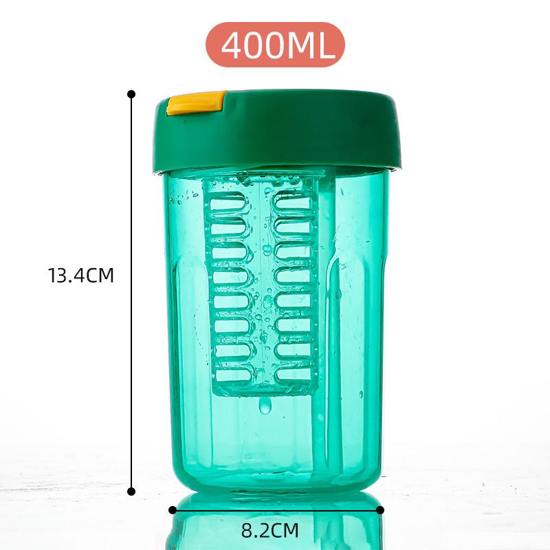 Plastic Water Cup with High Aesthetic Value, Tea Separation, Summer Double Drinking Cup with Lid and Straw, 400ml Office Beverage Cup