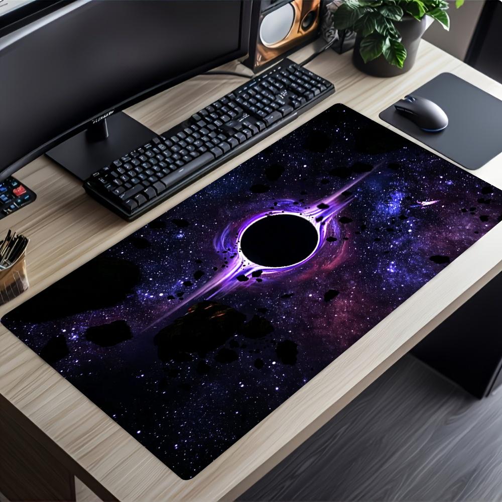 Purple Nebula Cosmic Black Hole Mouse Pad Large Gaming Mats Playmat Office Desk Accessories Carpet Rug Desk Mat Speed Mouse Pads