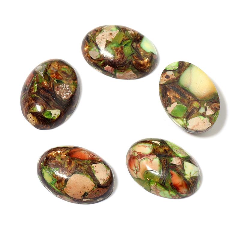 2pcs/lot Natural Stone Cabochon Colorful Imperial Jasper Oval Beads Gemstone Cabochon For DIY Necklace Rings Jewelry Accessories