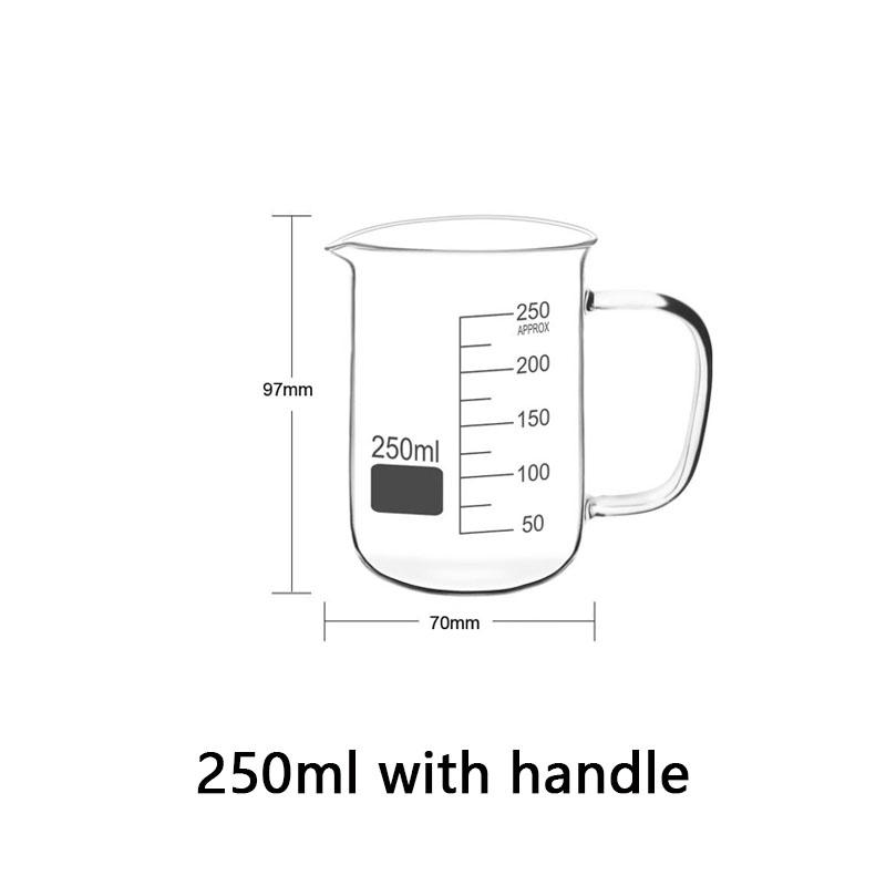 50~1000ml S uchem Odměrka z vysoce borosilikátového skla Průhledná stupnice Kádinka Laboratorní kádinka Kuchyňský pekařský odměrný hrnek