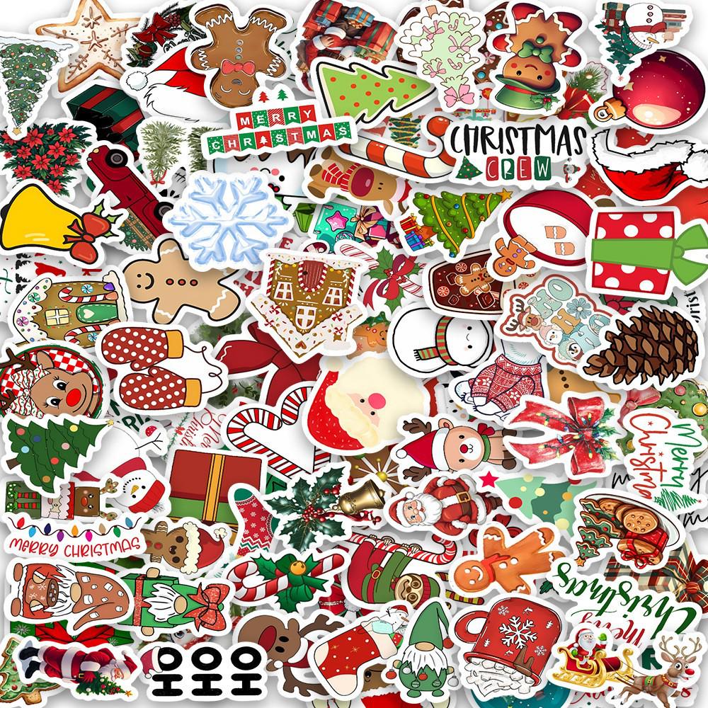 50pcs Santa Claus, Snowman & Reindeer Stickers for Phone Cases, Luggage, & Water Bottles - DIY Decoration