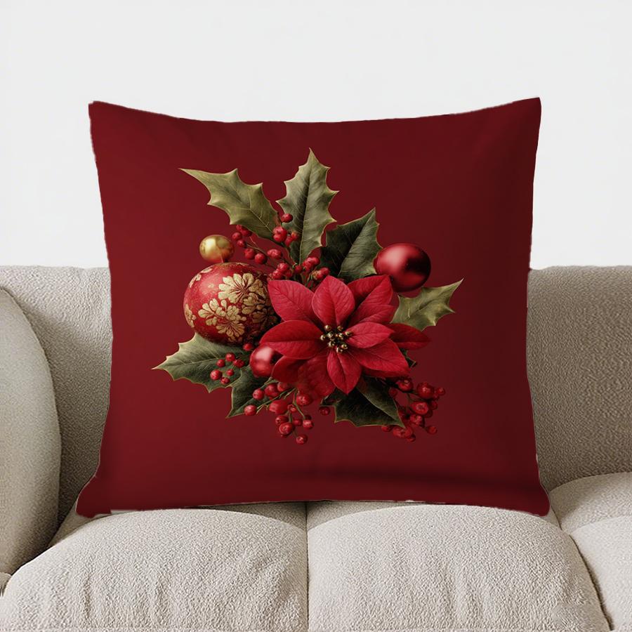 Modern Red & Gray Square Pattern Throw Pillow Cover With Short Plush Print For Living Room Sofa Decoration Cushion Cover