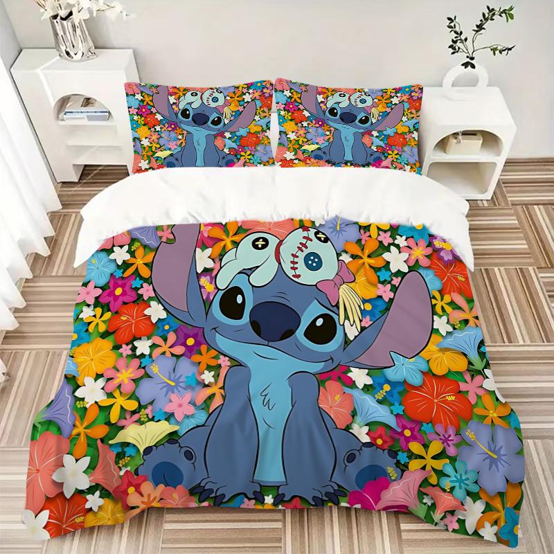 3Pcs Stitch Floral Paradise Bedding Sets For All Sizes New 3D Printed Bed Cover Comforter Duvet Cover Pillowcase Bedroom Decoration