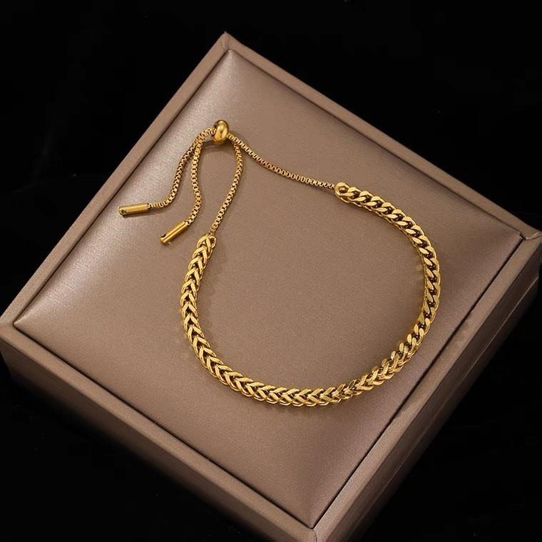 European American Stainless Steel Adjustable Drawstring Woven Chain Bracelet Unisex Versatile Hand Jewelry