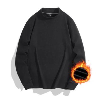 Felpa Calda da Uomo a Collo Semi-Alto in Velluto Tedesco a Doppie Strisce con Base in Velluto Spesso per l'Inverno