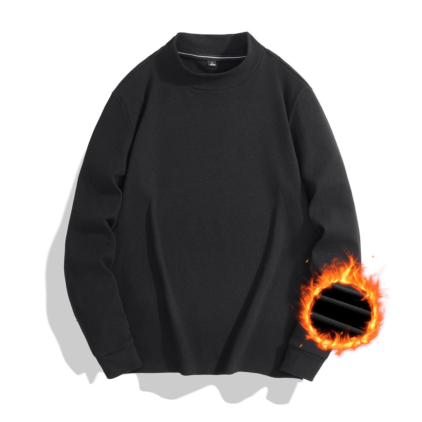 Double Striped German Velvet Men s Semi High Neck Warm Hoodie with Thick Velvet Base for Winter 9XL