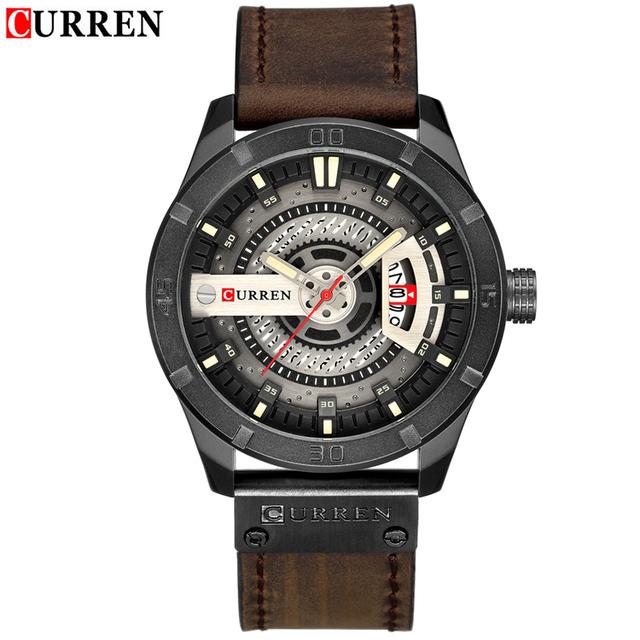 CURREN Men Military Sports Watches Men's Quartz Date Clock Man Casual Leather Wristwatches  Relogio Masculino