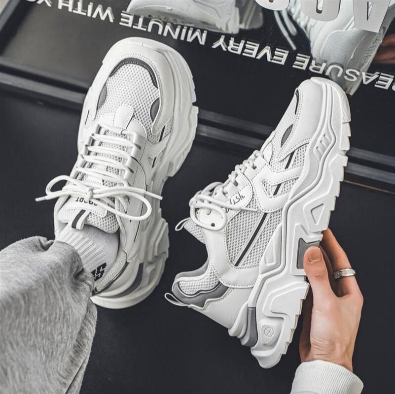 Student thick soled mesh breathable casual sports shoes four seasonal men's outdoor soft sole comfort running shoes male sneaker