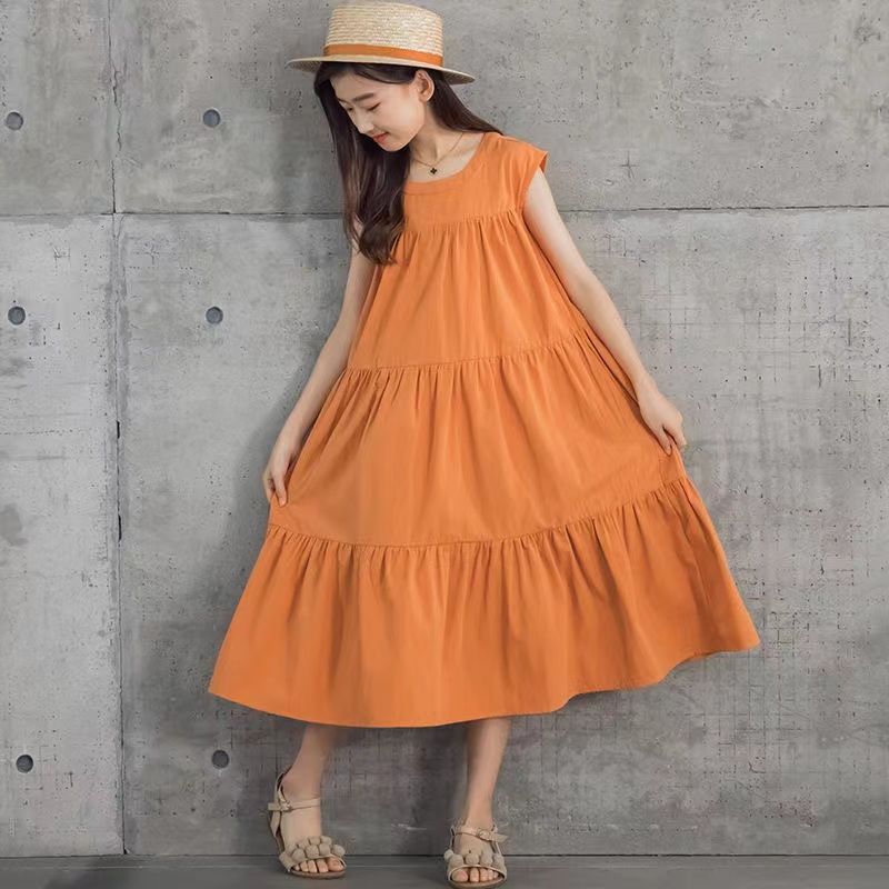 Girls' Fashionable Dress for Summer Children's Casual Sleeveless Beach Dress