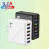 Universal 6-Port 3.1A USB Charger with Interchangeable EU/US/UK/KR Plugs for Mobile Devices