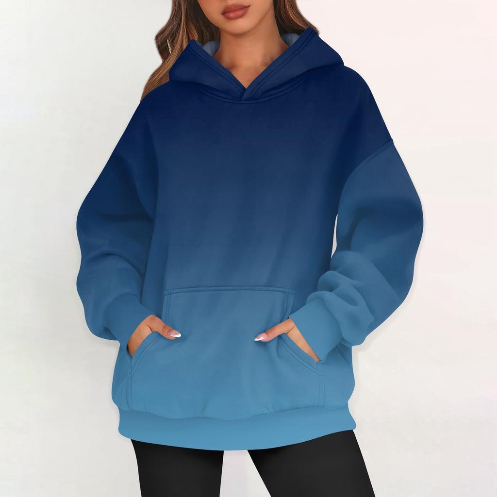 Dámské nadměrné mikiny s fleecovou kapucí, pulovry s dlouhým rukávem, outfity s kapsou