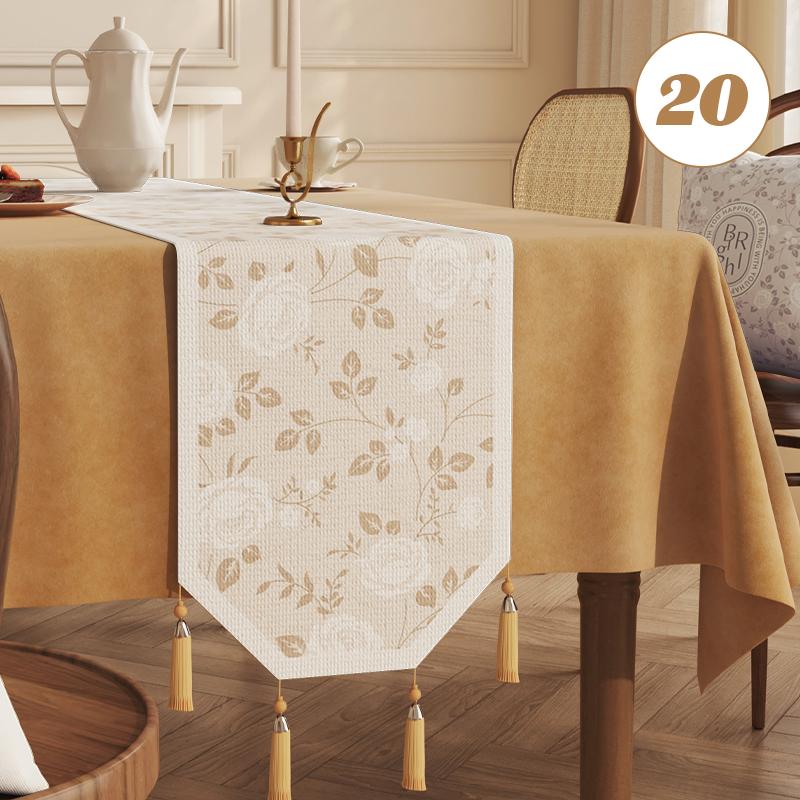 Chinese Traditional Table Runner Cotton And Linen Tea Table Mat Tassel Lace Table Cover Home Decor TV Cabinet Table Runners