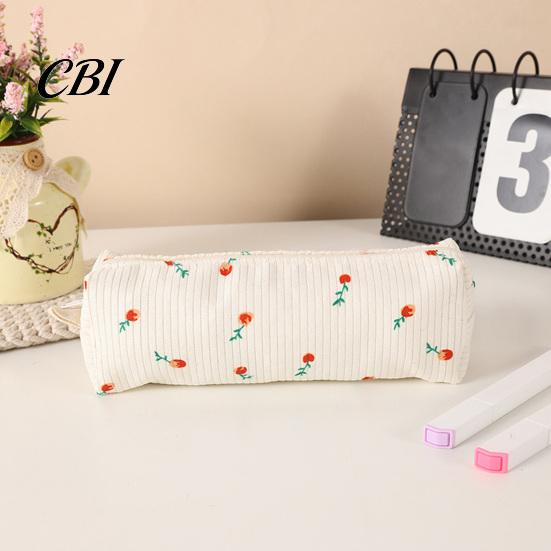 Girls Pencil Case Cute Floral Case, Mini Cotton Pouch for Pens Pencils Erasers, Lightweight Zipper Storage Bag Students, Kawaii Stationery Organizer