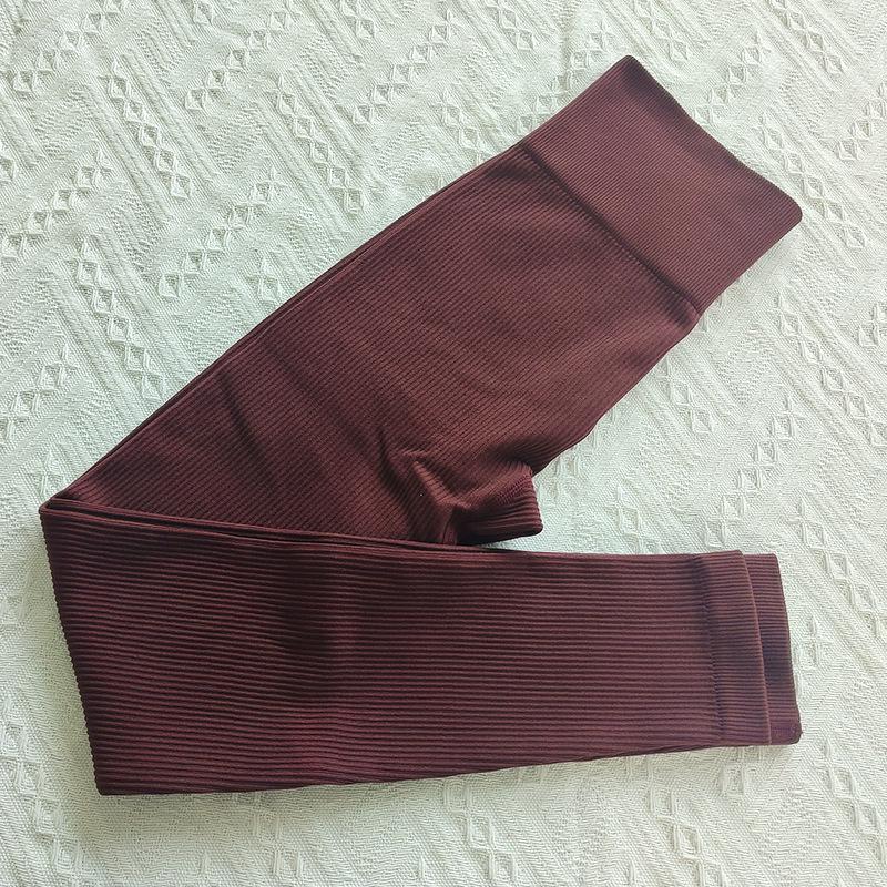 Seamless Ribbed Yoga Pants for Women - Quick-Dry, Butt-Lifting, European American Style