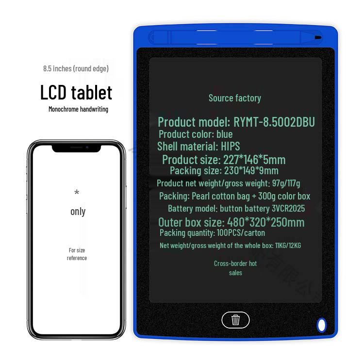 LCD Writing Tablet: 8.5/10/12 Inch Electronic Drawing & Painting Board for Kids - Hand-drawn & Blackboard Style.