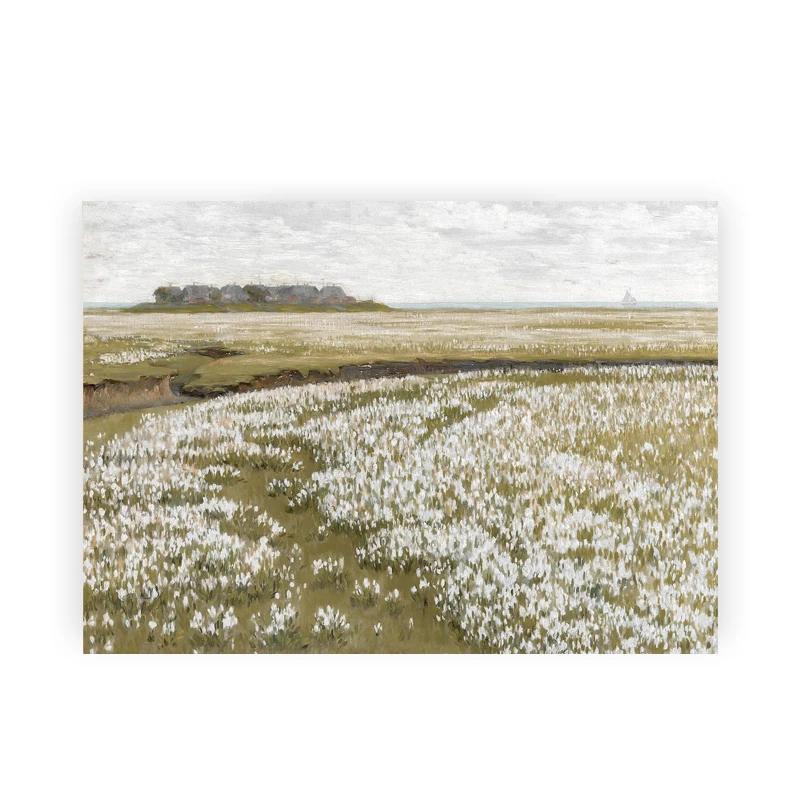 

Summer Landscape Vintage Oil Painting Canvas Poster, Spring Neutral Gallery Wall Art Print, Retro Green Tone, Farmhouse Wall Dec 21x30cm No Framed