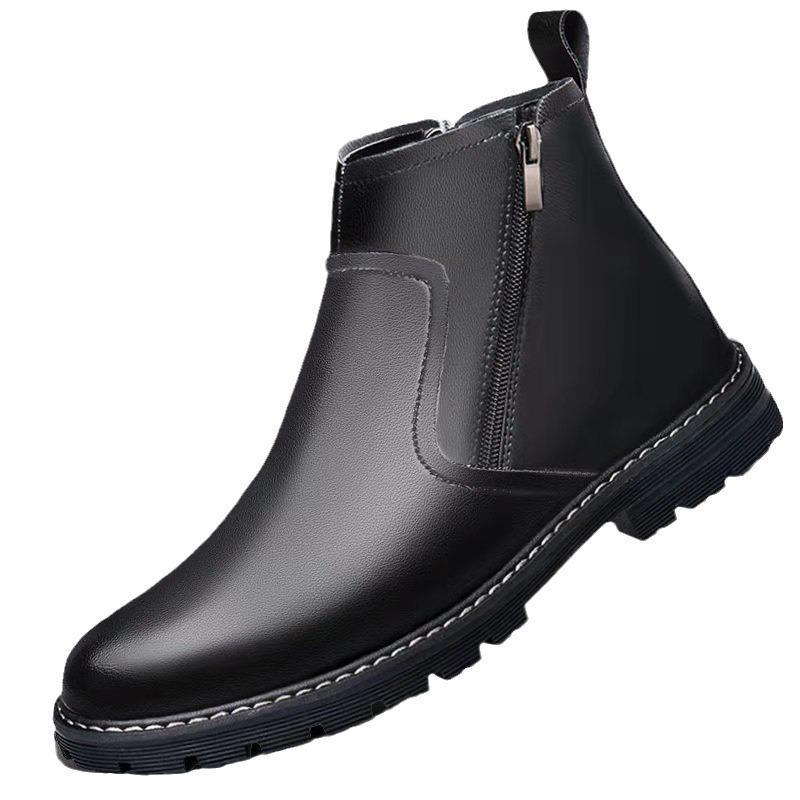 2023 Autumn Men's High-Top Boots: All-Match European Style Zipper Martin Boots, Casual Korean Version