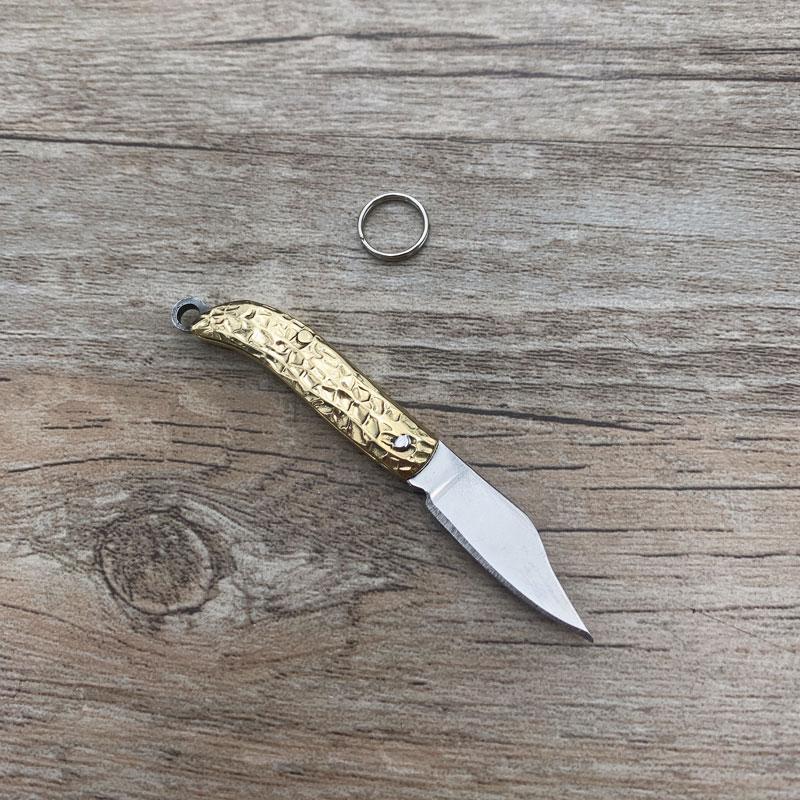 Brass Handle Steel Blade Outdoor EDC Portable Multi Cutter Knife Kitchen Gift Small Mini Pocket Folding Key Ring Knife Utility