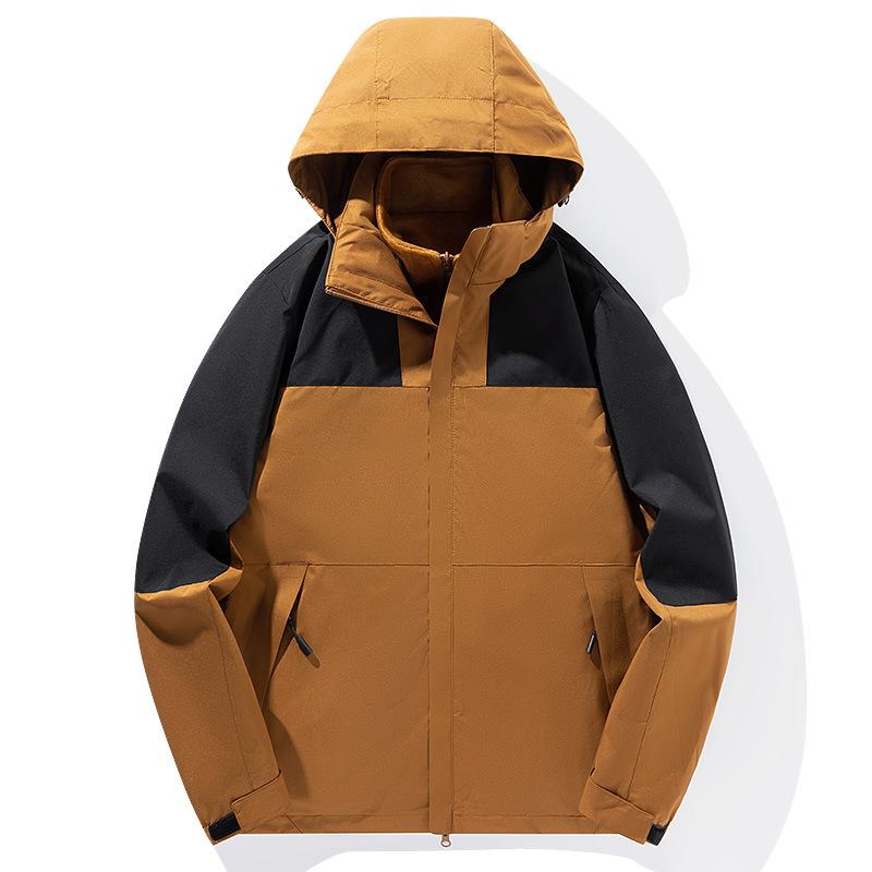 Winter Three-in-one Stormtrooper Men's and Women's Color Contrast Waterproof Windproof Leisure Plus Two Sets of Velvet Lovers The Same Coat