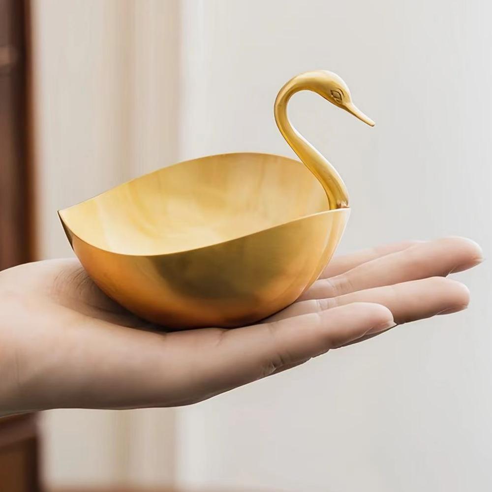Obstschale, Messing Haus Schwanenplatte, Europäische Goldene Retro Snack-Schale, Haus Wohnzimmer Dekoration Zubehör Aufbewahrungsartikel
