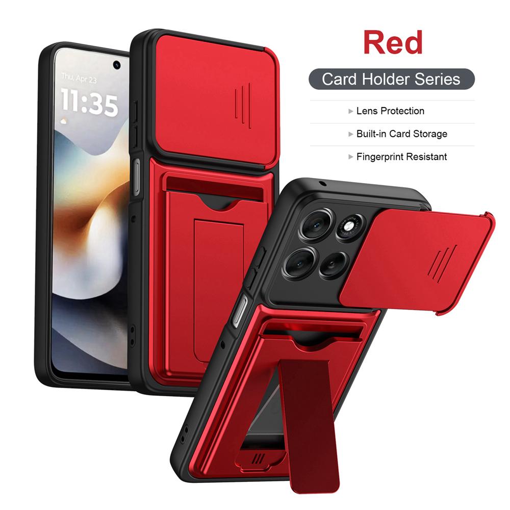 KEYSION Card Holder Bag Phone Case for Motorola MOTO Edge 60 Pro 60 Fusion 5G Slide Camera Protection Kickstand Shockproof Cover