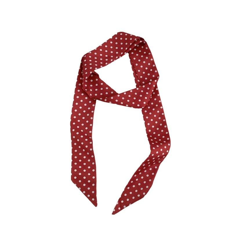Silk scarf long strip new polka dot blue silk scarf neck scarf multi-purpose headscarf headband hair tie bag streamer belt belt