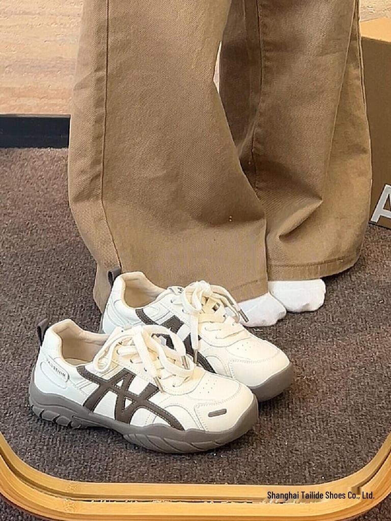 Korean Retro Sporty German Women's Trainer 2025: Thick-Soled Casual White Shoes