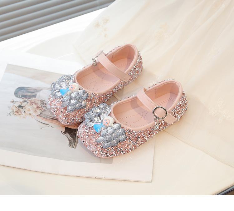 

Детские туфли принцессы, хрустальные туфли, весна и осень 2025, новая коллекция, кожаные туфли для девочек, повседневные универсальные туфли на мягкой подошве, детские кожаные туфли 23-28 yards whole box shot 48 pairs розовый