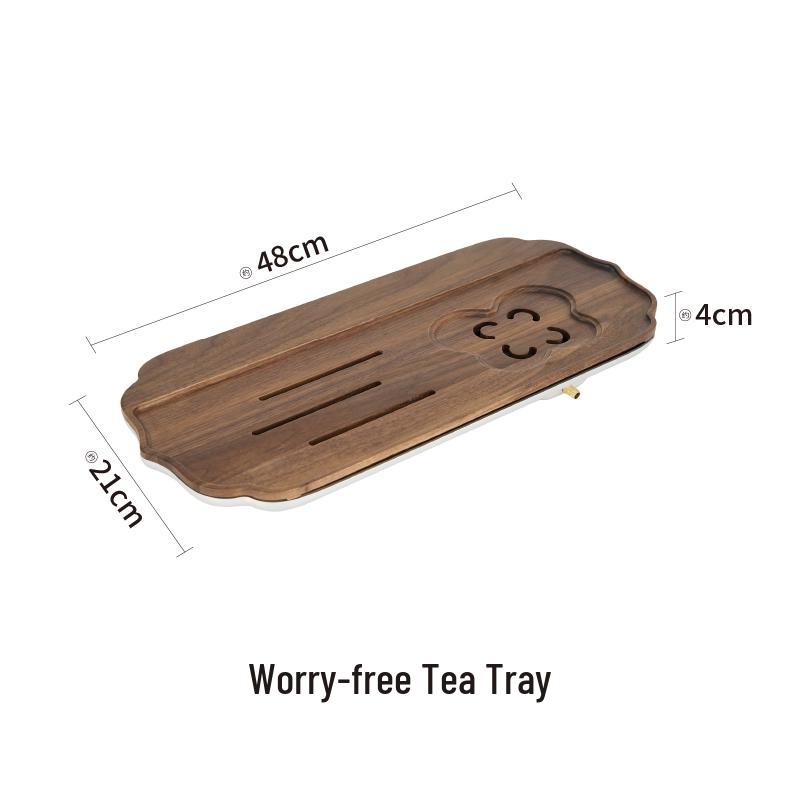 Walnut Chinese Style Solid Wood Tea Tray for Gongfu Tea Ceremony - Compact Water Storage for Home or Office Use