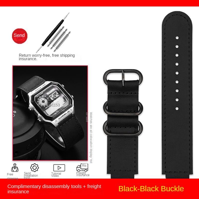 Hochwertiges Vintage Leder Uhrenarmband für Casio DW5600 GM 5600 AE-1200 AE-1300 AE-1500 SGW-300/400 w218h Armband 16mm 18mm