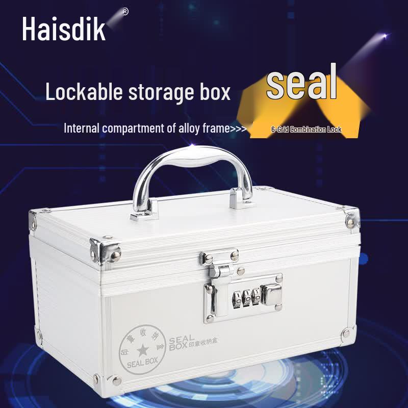 HAISIDIKE Portable Financial Seal Stamp Storage Box with Password Lock Seal Stamp Storage Box