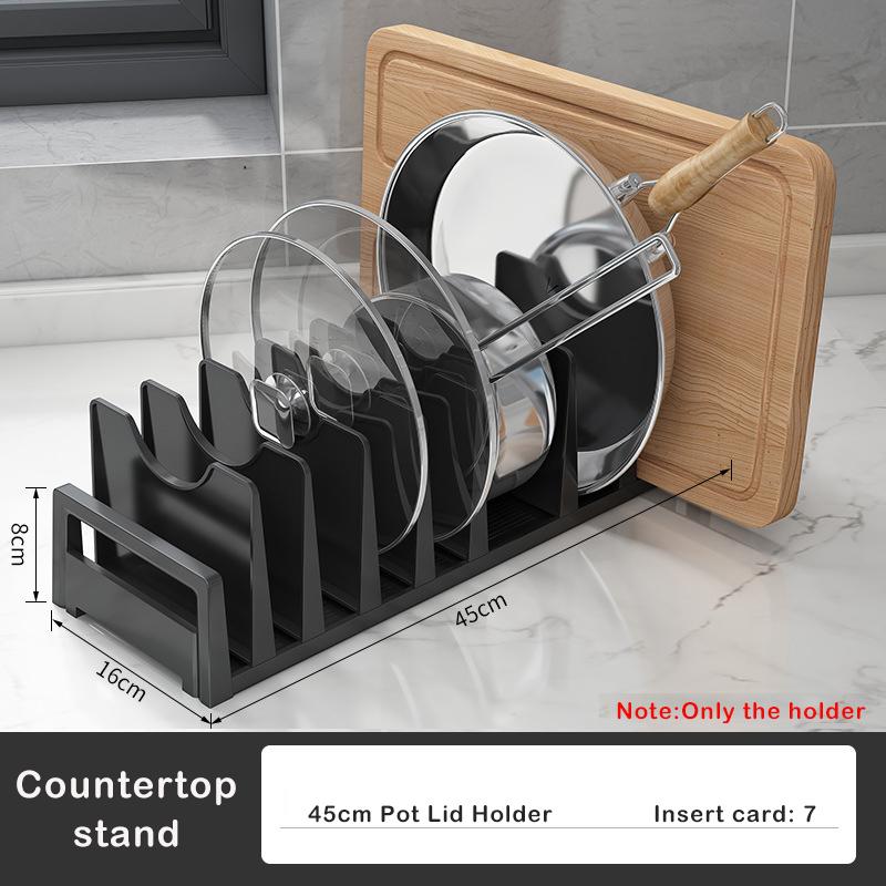 Kitchen Pot Lid Holder Cookingware Organizer Cutting Board Pot Cover Pan Holder Cabinet Pantry Sink Accessories Bowls Dish Rack