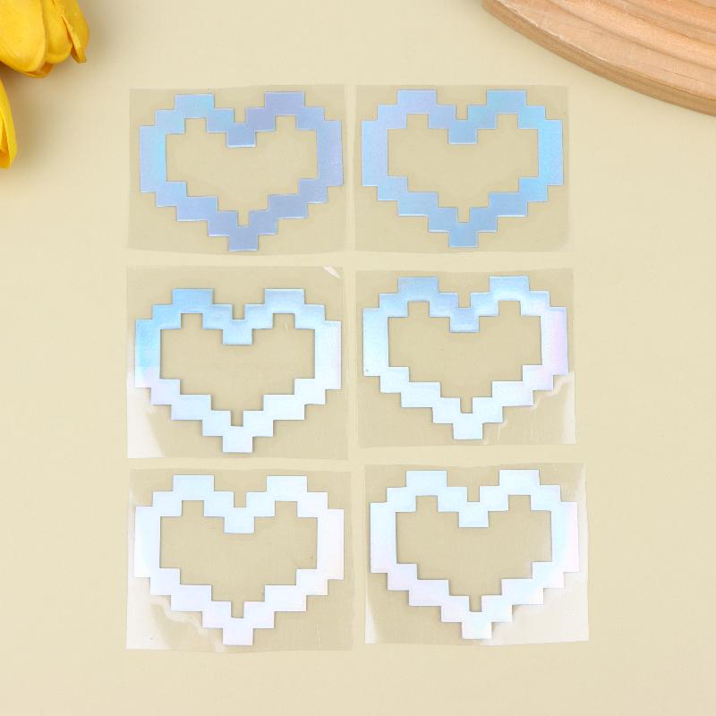 6Pcs Mosaic Heart-Shaped Pixel Heart-Shaped Car Window Decoration Waterproof Headlight And Taillight Decoration Stickers