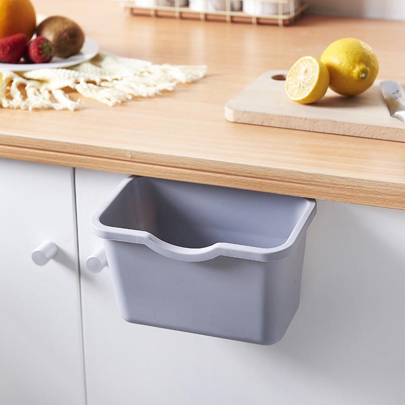 Wall-Mounted Kitchen Trash Bin - Square Hanging Plastic Storage Basket