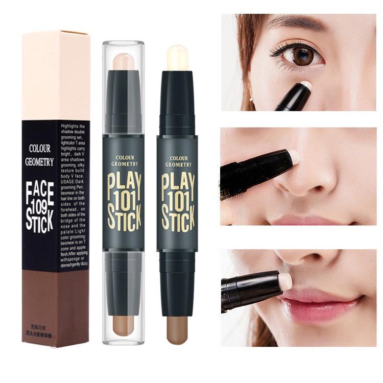 Women's Double Head Dual Nose Shadow Repair High Gloss Powder Concealer Shadow Small V Face