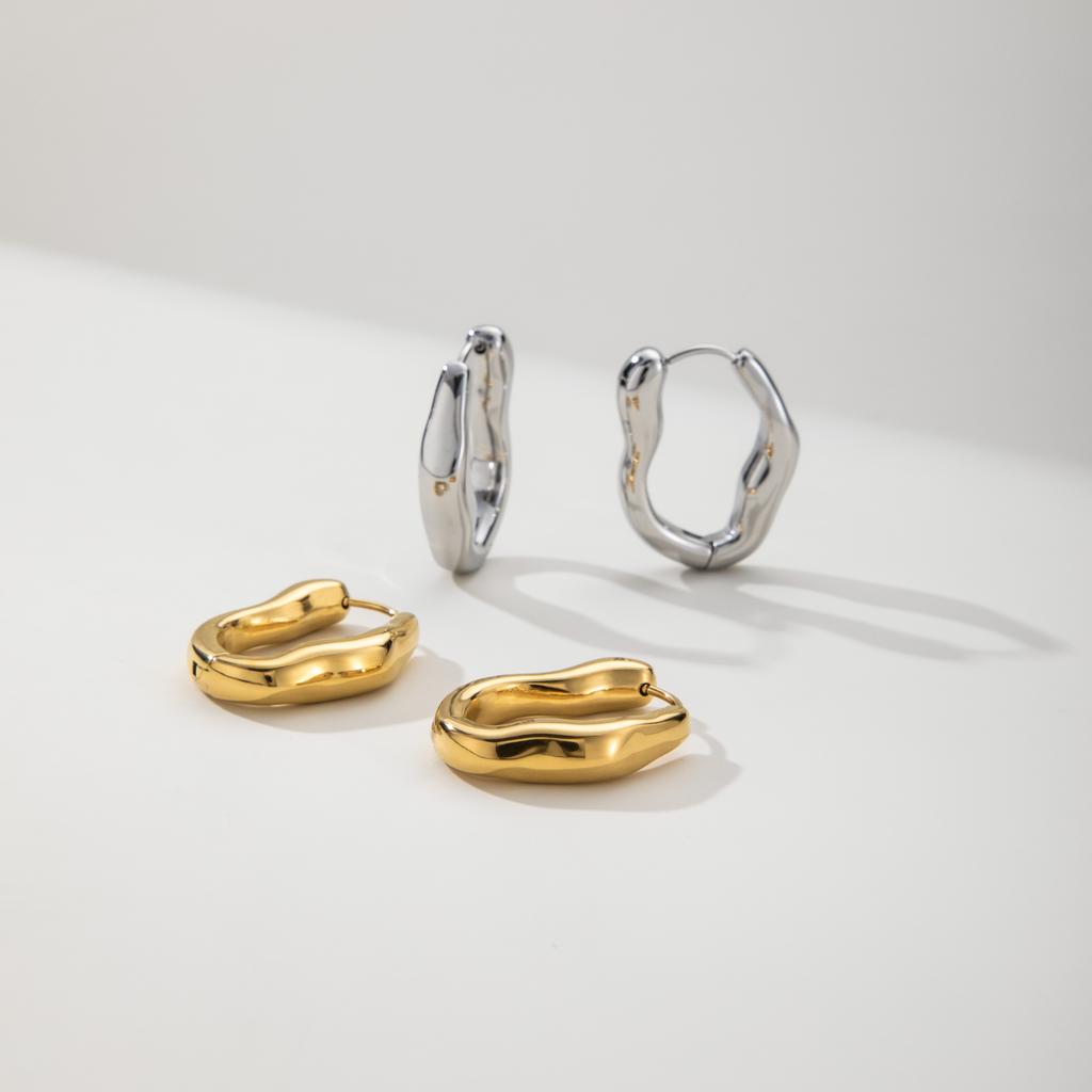 YF8459 Vintage Fashion Tarnish Free Jewelry 18K Gold Plated Waterproof Stainless Steel Irregular Geometric Earrings