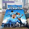 Stampa Ritratto Giocatori Squadra Calcio Man City Set Copripiumino 3 Pezzi Biancheria da Letto per Tifosi di Calcio Arredamento Camera da Letto Casa Senza Imbottitura Cuscino Piumone