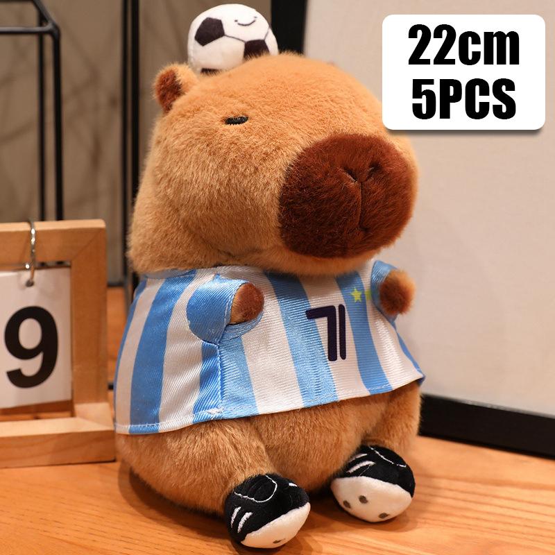 22cm Cartoon Capybara Football Soccer Basketball Dress Cloth Capibara Plush Toys Stuffed Ball Player Series Gift for Boy Fans