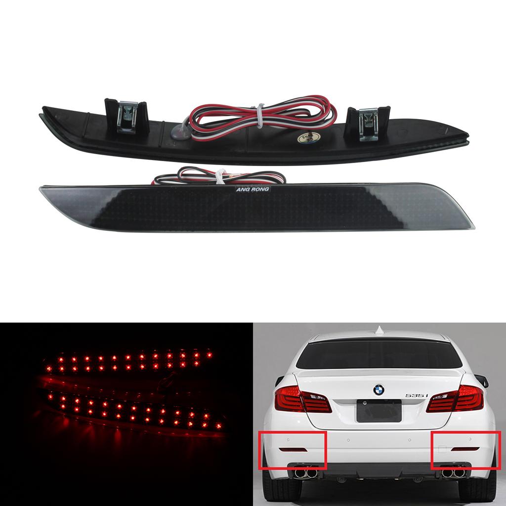 ANGRONG Black Lens LED Rear Bumper Reflector Brake Reverse Light For BMW 5 Series F10 F11 F18