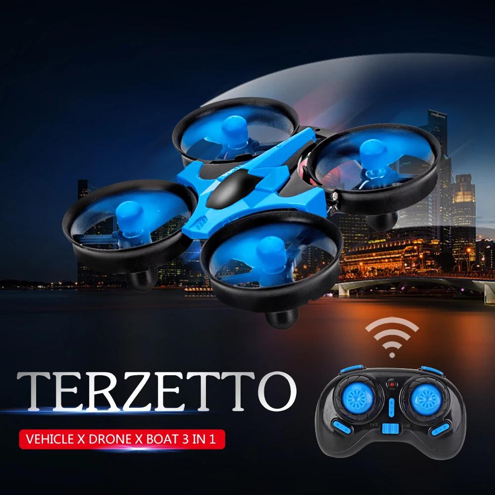 Multifunctional RC Hovercraft, 3-in-1 Quadcopter, Boat, Helicopter & Drone Combo