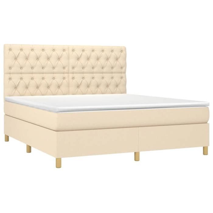 Maison Exclusive - Sommier à lattes de lit et matelas et LED Crème 160x200cm Tissu