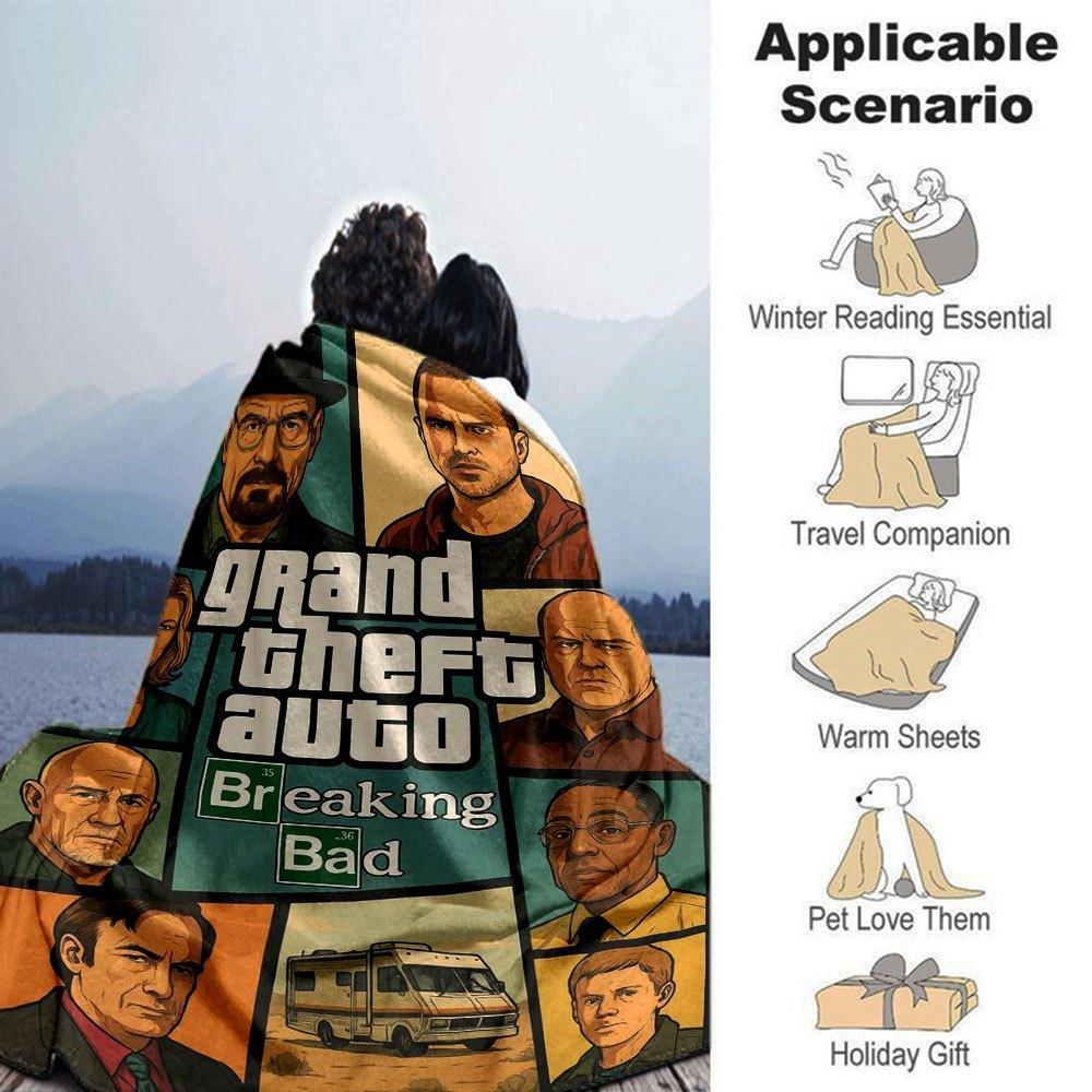1pc Grand Theft Auto Soft Flannel Blanket with Designer Print A cozy blanket for all seasons, perfect for the couch, bed, office