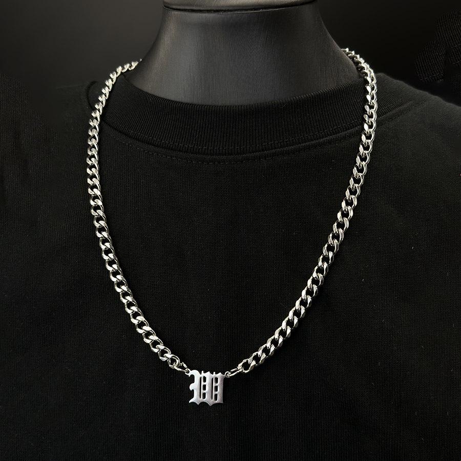 Stainless Steel English Letter Pendant Cuban Necklace - Hip-Hop Trend