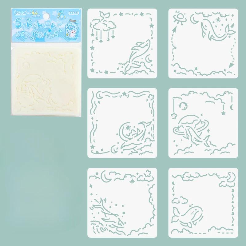 6pcs Children's Stencils Cartoon Animal Pattern Drawing Template Notebook Graffiti Student School Supplies