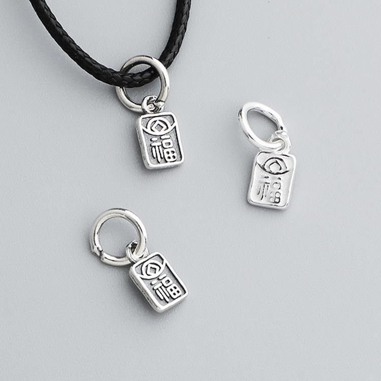 

Mini Fu Character Pendant: S925 Sterling Silver for DIY Jewelry White Sterling Silver